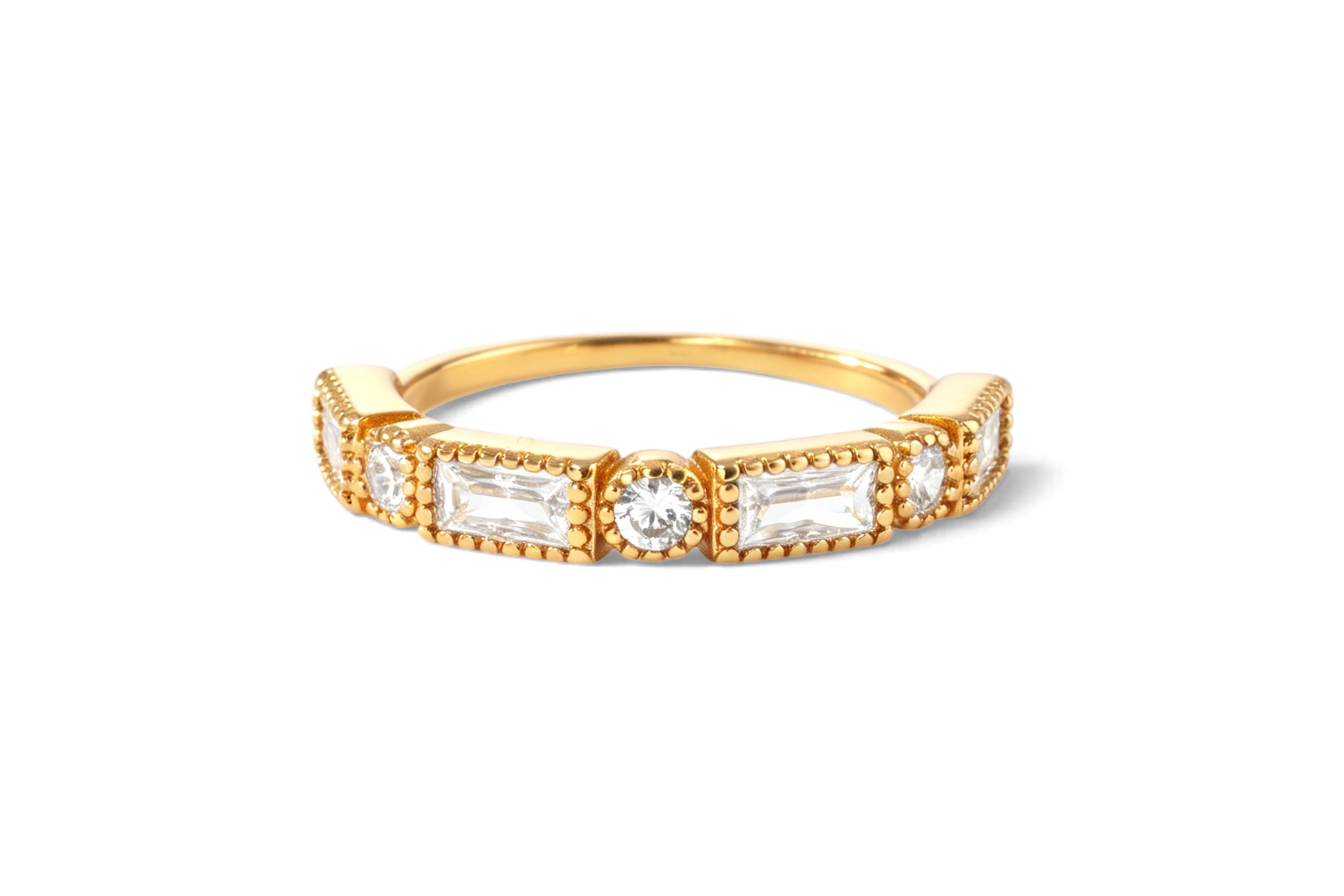 Round & Baguette Vintage Ring — Vanny Jewels