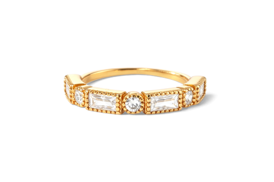 Round & Baguette Vintage Ring — Vanny Jewels