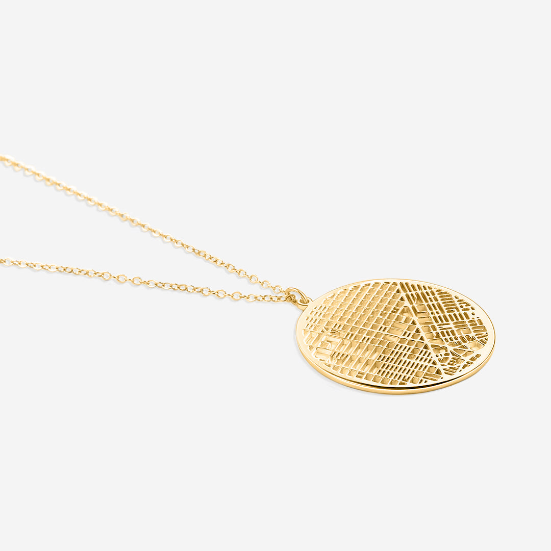 Custom Map Pendant Necklace in gold tone