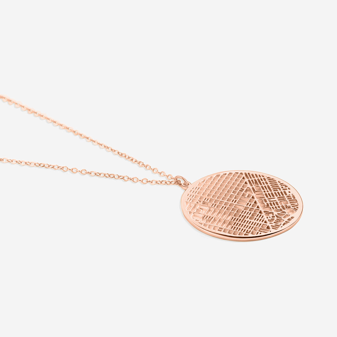 Custom Map Pendant Necklace in rose gold tone