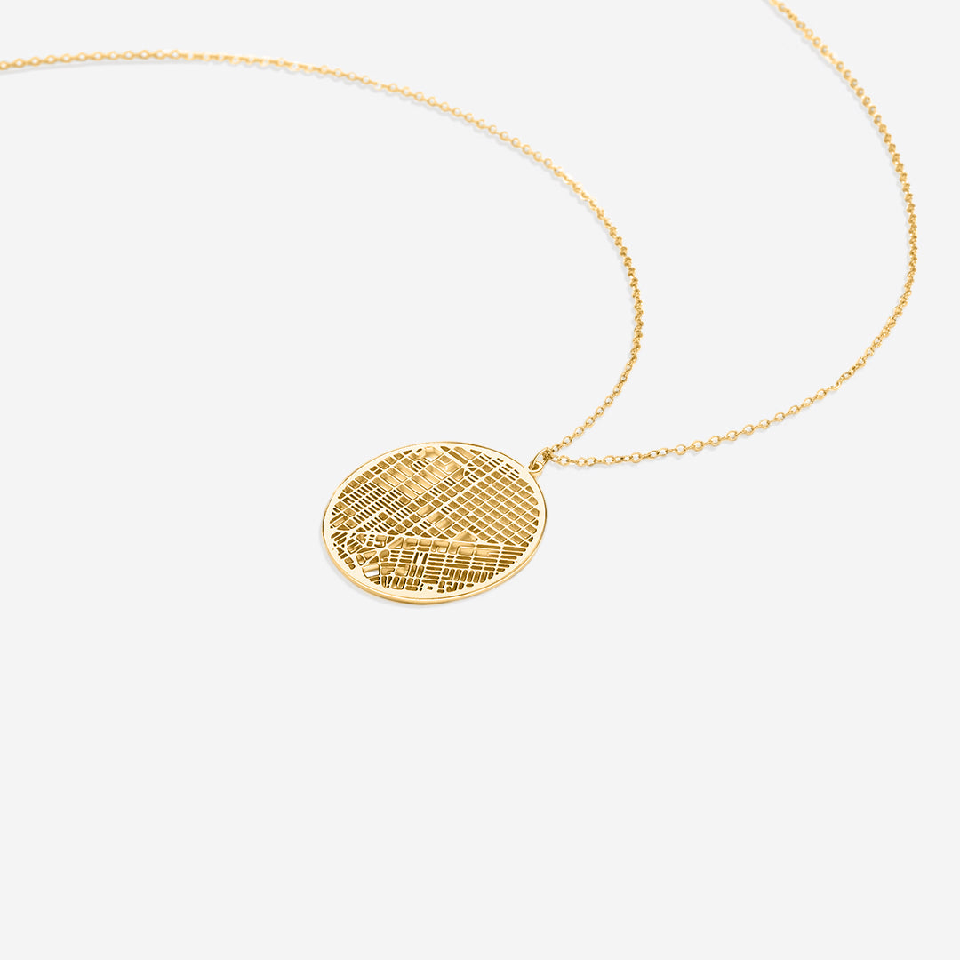 Custom Map Pendant Necklace in gold tone