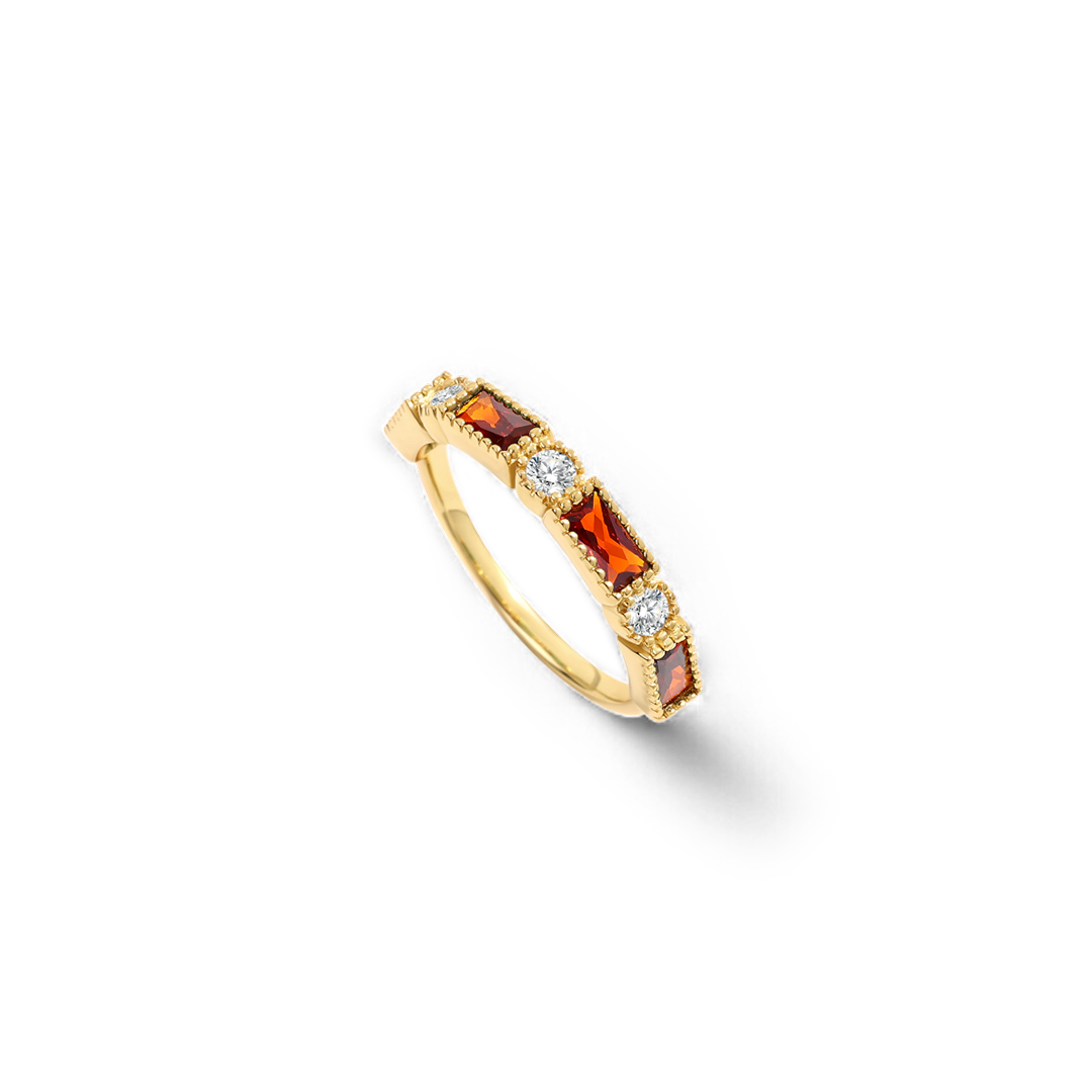 Personalized Round and Baguette Birthstone Ring in 925 Sterling Silver — Vanny Jewels