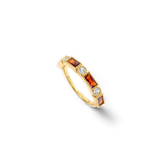 Personalized Round and Baguette Birthstone Ring in 925 Sterling Silver — Vanny Jewels