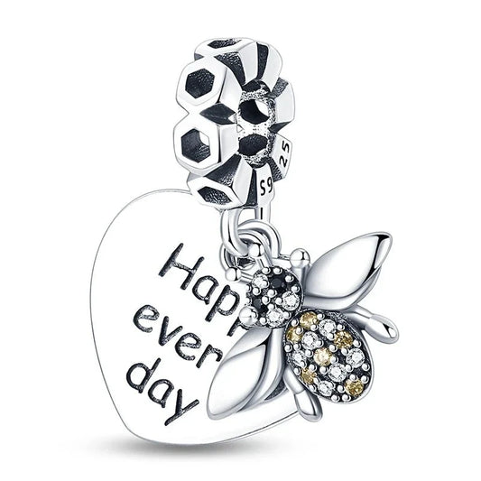 Happy Bee Charm in 925 Sterling Silver — Vanny Jewels