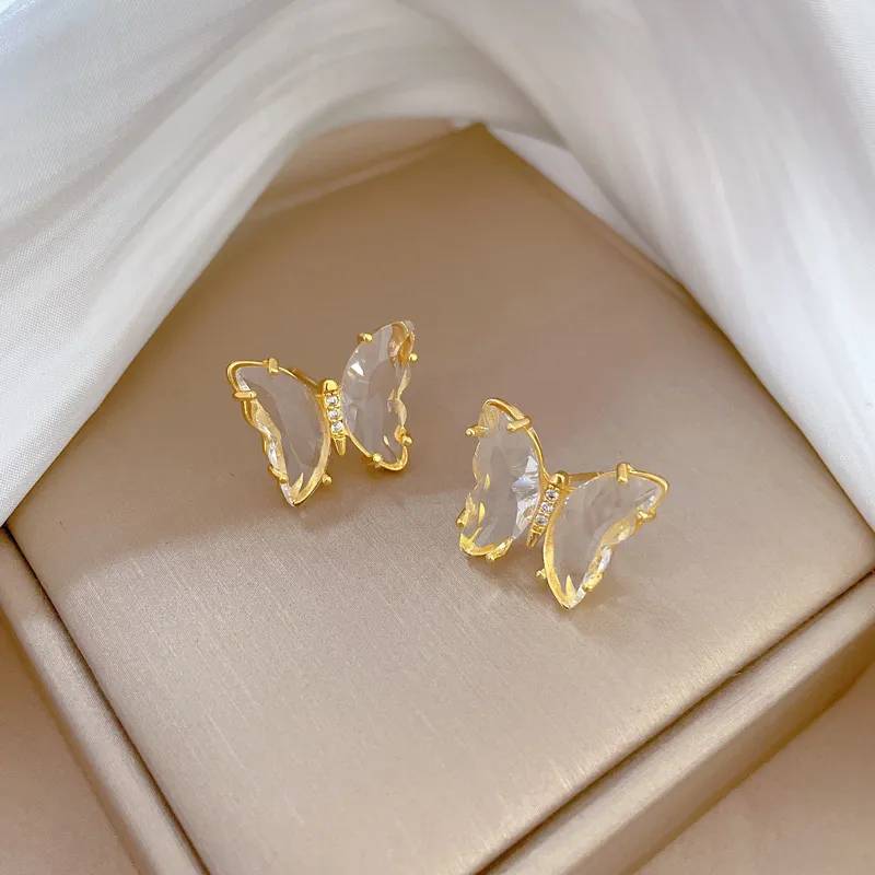 Crystal Butterfly Stud Earrings