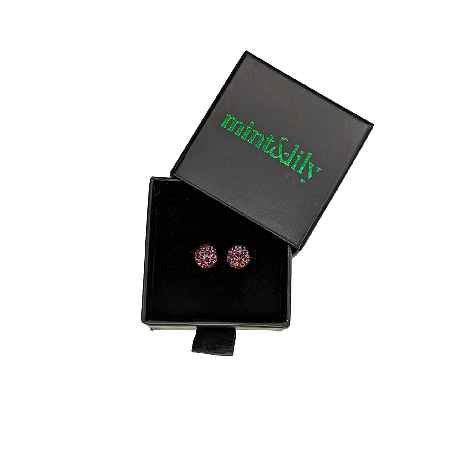 Glittersphere Stud Earrings, in its gift packaging