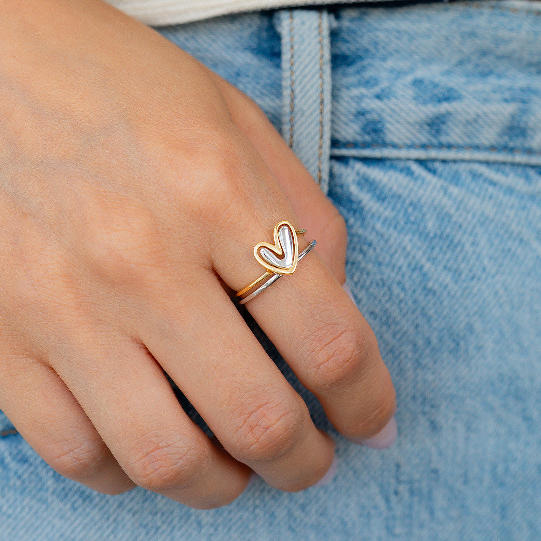 Anello a cuore multistrato "Amor proprio"