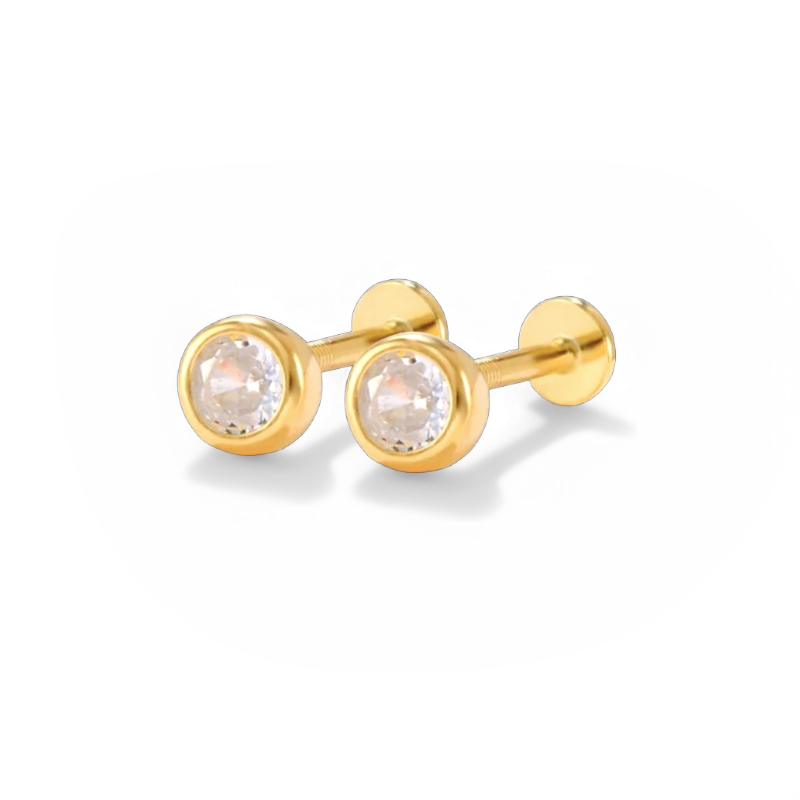 Bezel Stud Flatback Earrings | 16g — Vanny Jewels