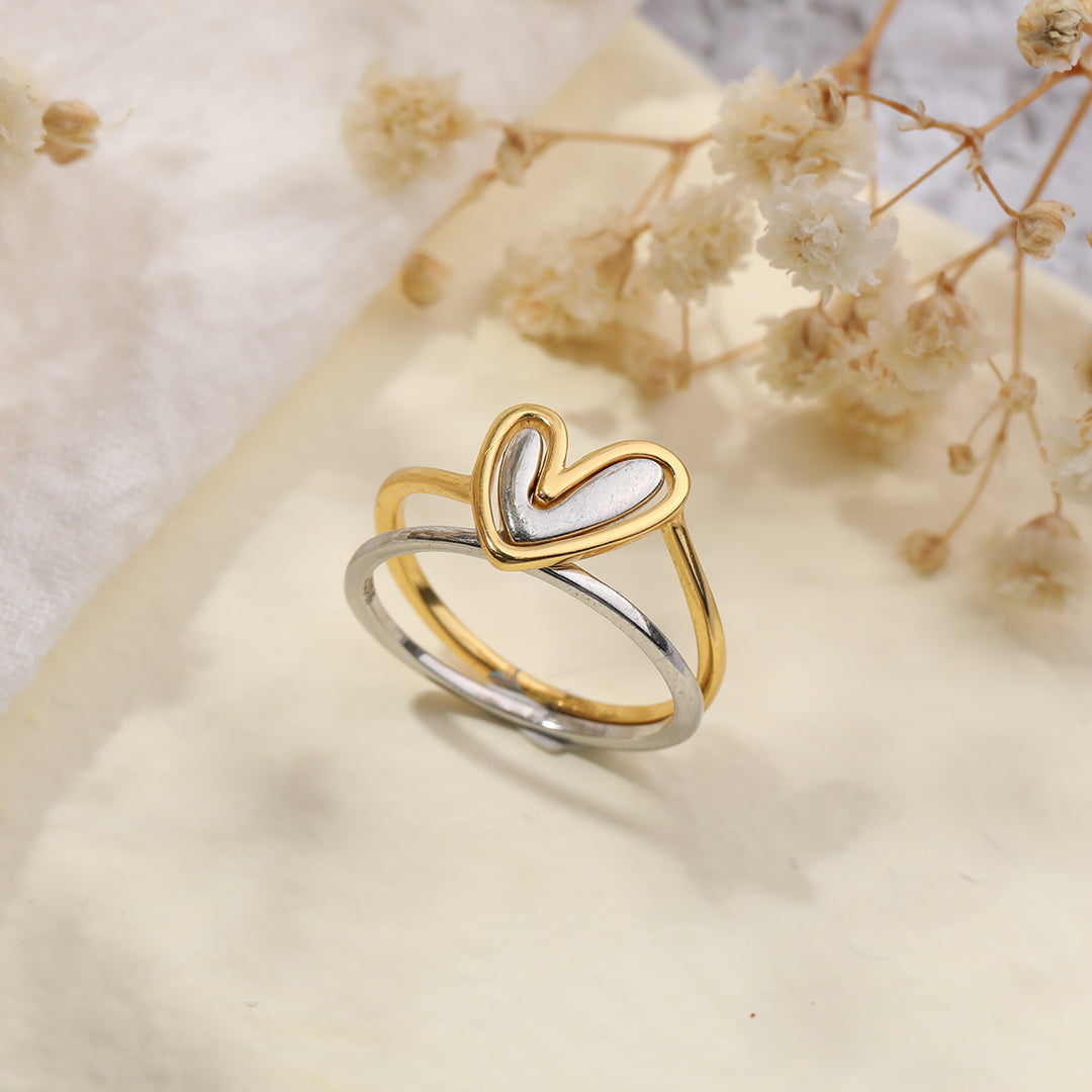 Anello a cuore multistrato "Amor proprio"