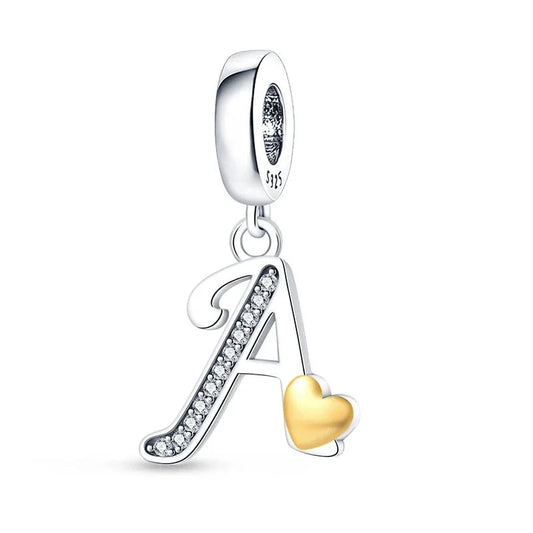 Letters Heart Gold Charm — Vanny Jewels