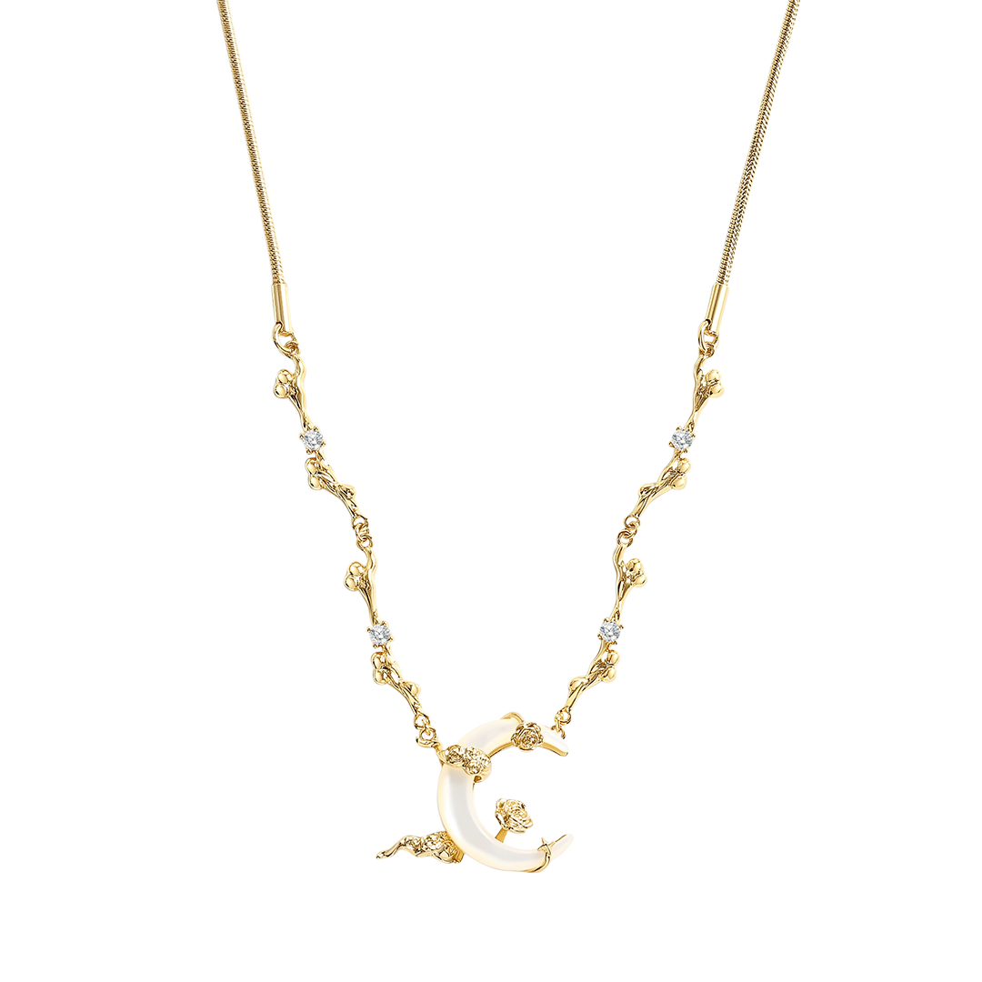 Shell Moon Necklace in 18k Gold — Vanny Jewels