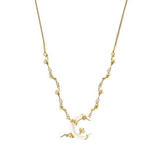 Shell Moon Necklace in 18k Gold — Vanny Jewels