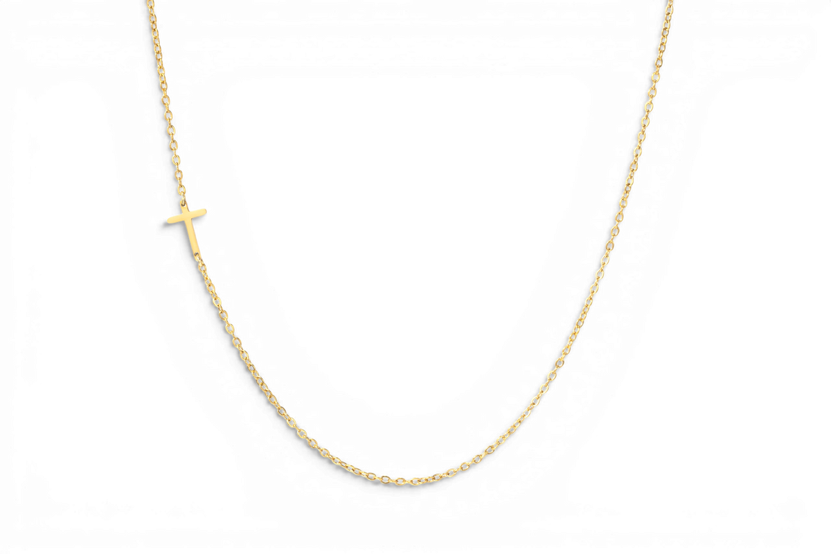 Dainty Sideways Cross Necklace — Vanny Jewels