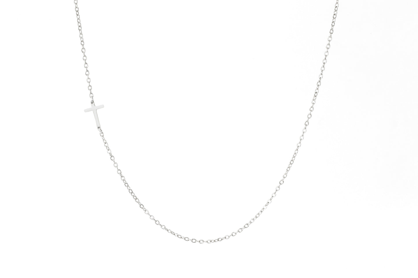 Dainty Sideways Cross Necklace in 925 sterling silver