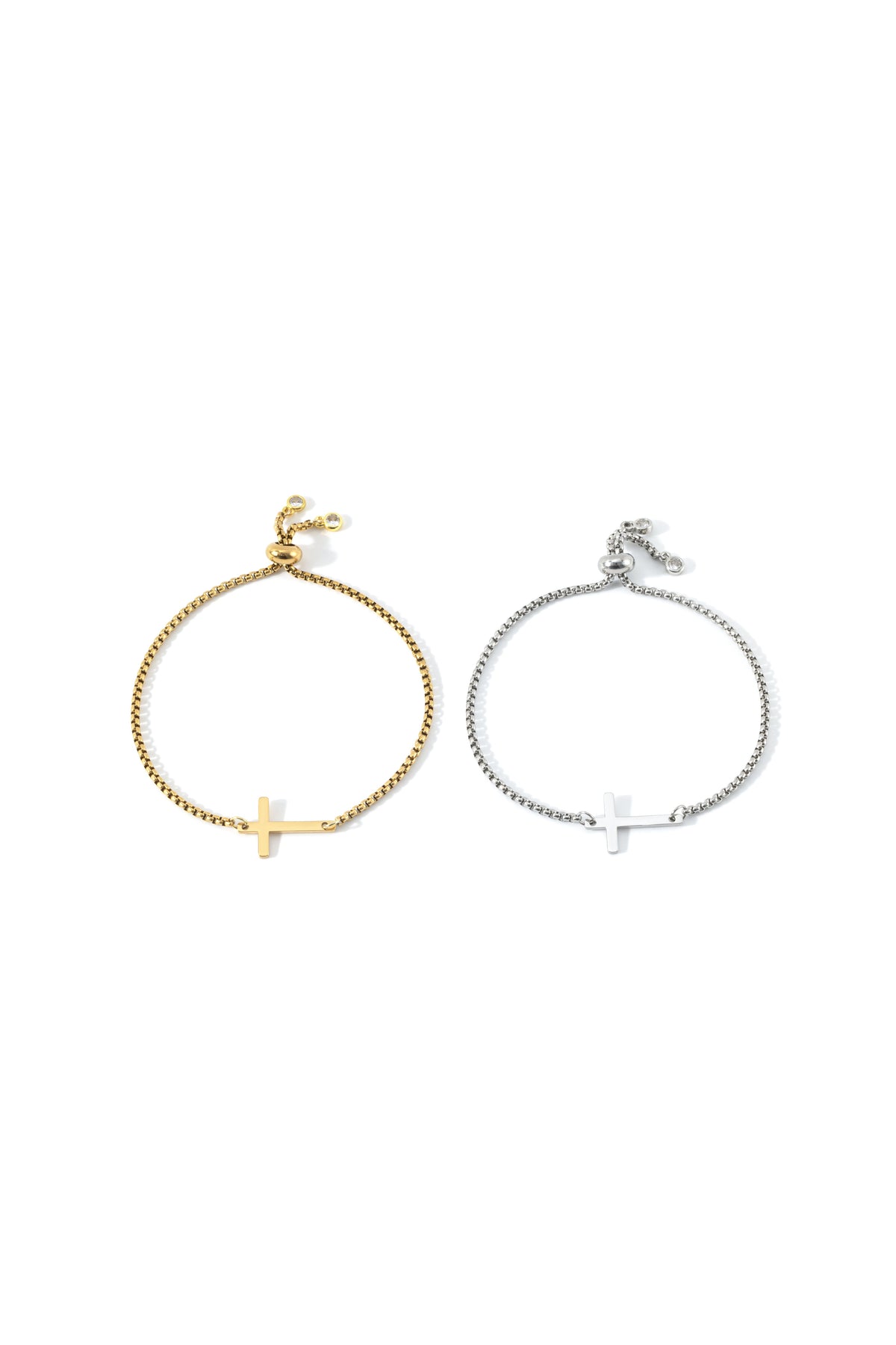 Sideways Cross Slider Bracelet, flat lay detail