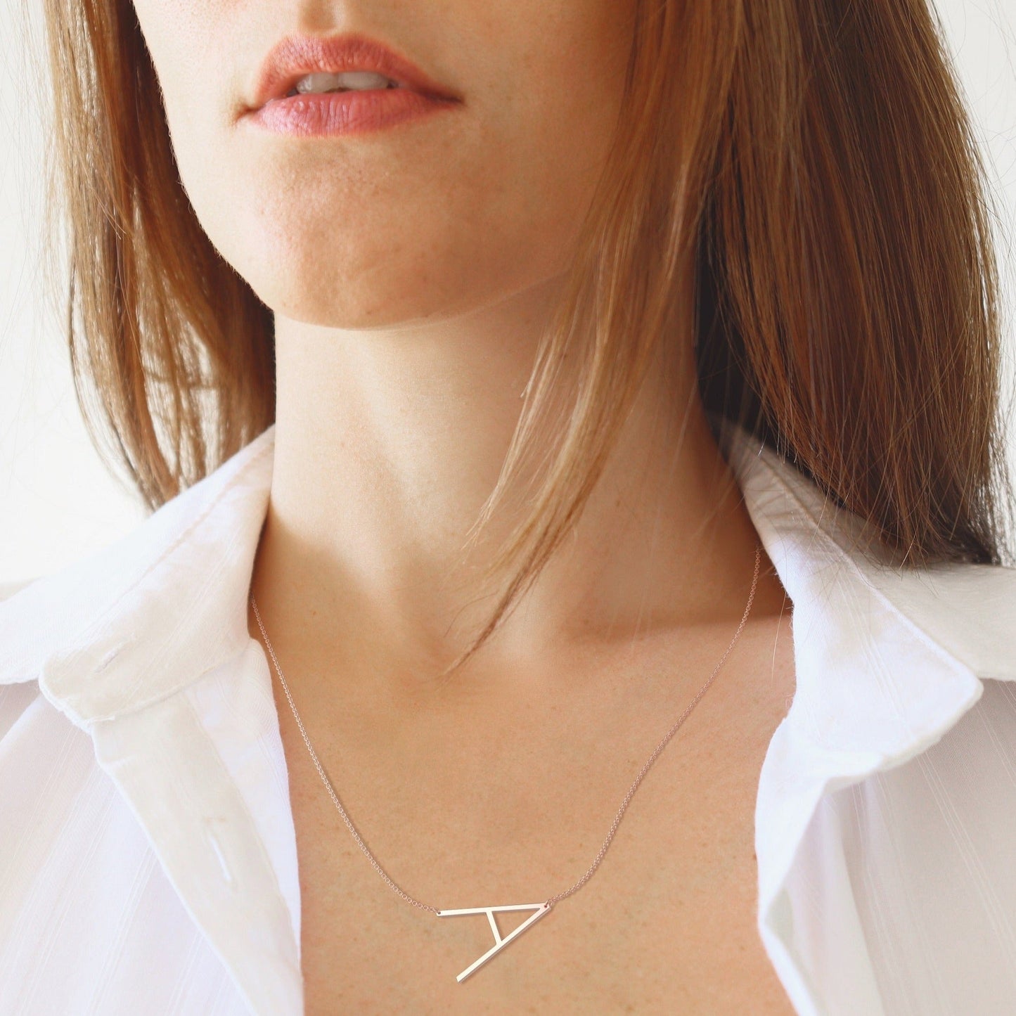 Statement Initial Necklace in rose gold tone