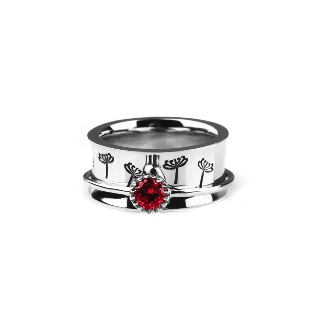 Silver Dandelion Birthstone Spinning Fidget Ring — Vanny Jewels