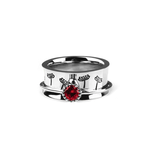 Silver Dandelion Birthstone Spinning Fidget Ring — Vanny Jewels