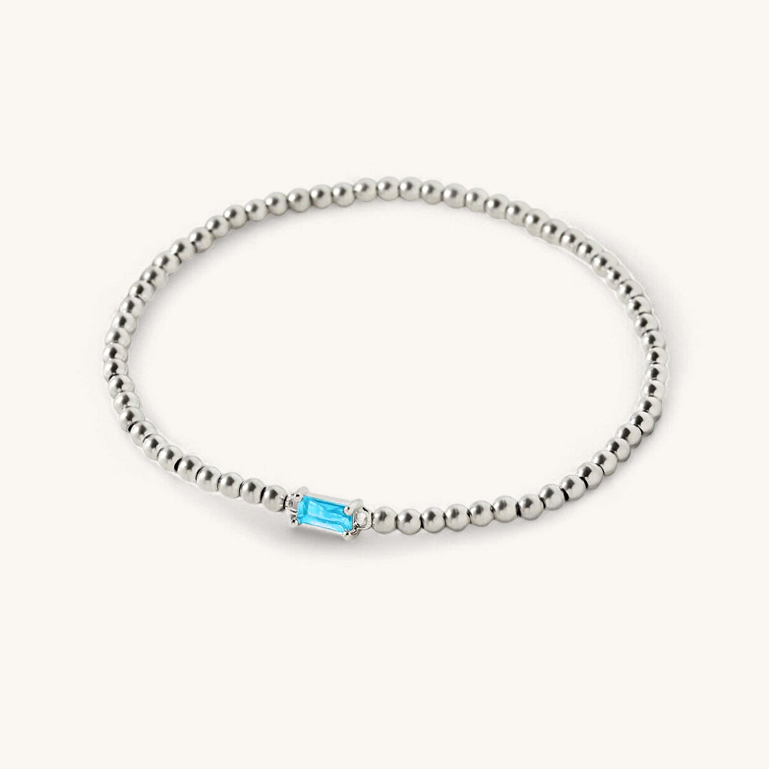 Sterling Silver Beaded Birthstone Bracelet — Vanny Jewels