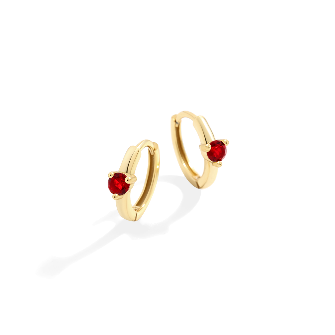 Solitaire Birthstone Huggie Hoop Earrings — Vanny Jewels