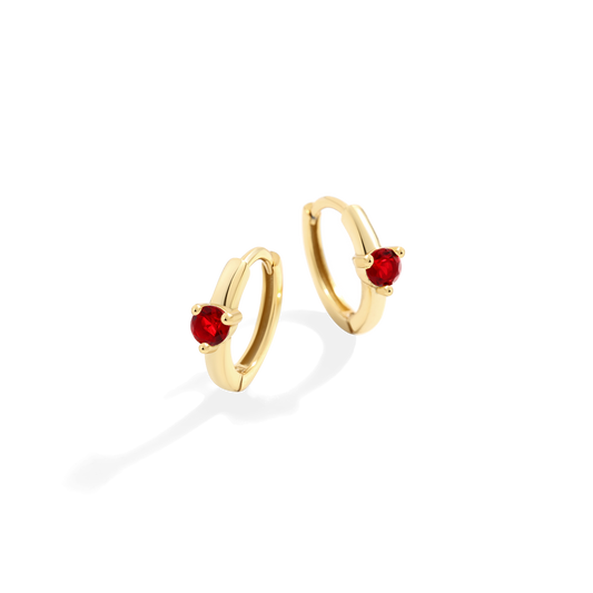 Solitaire Birthstone Huggie Hoop Earrings — Vanny Jewels