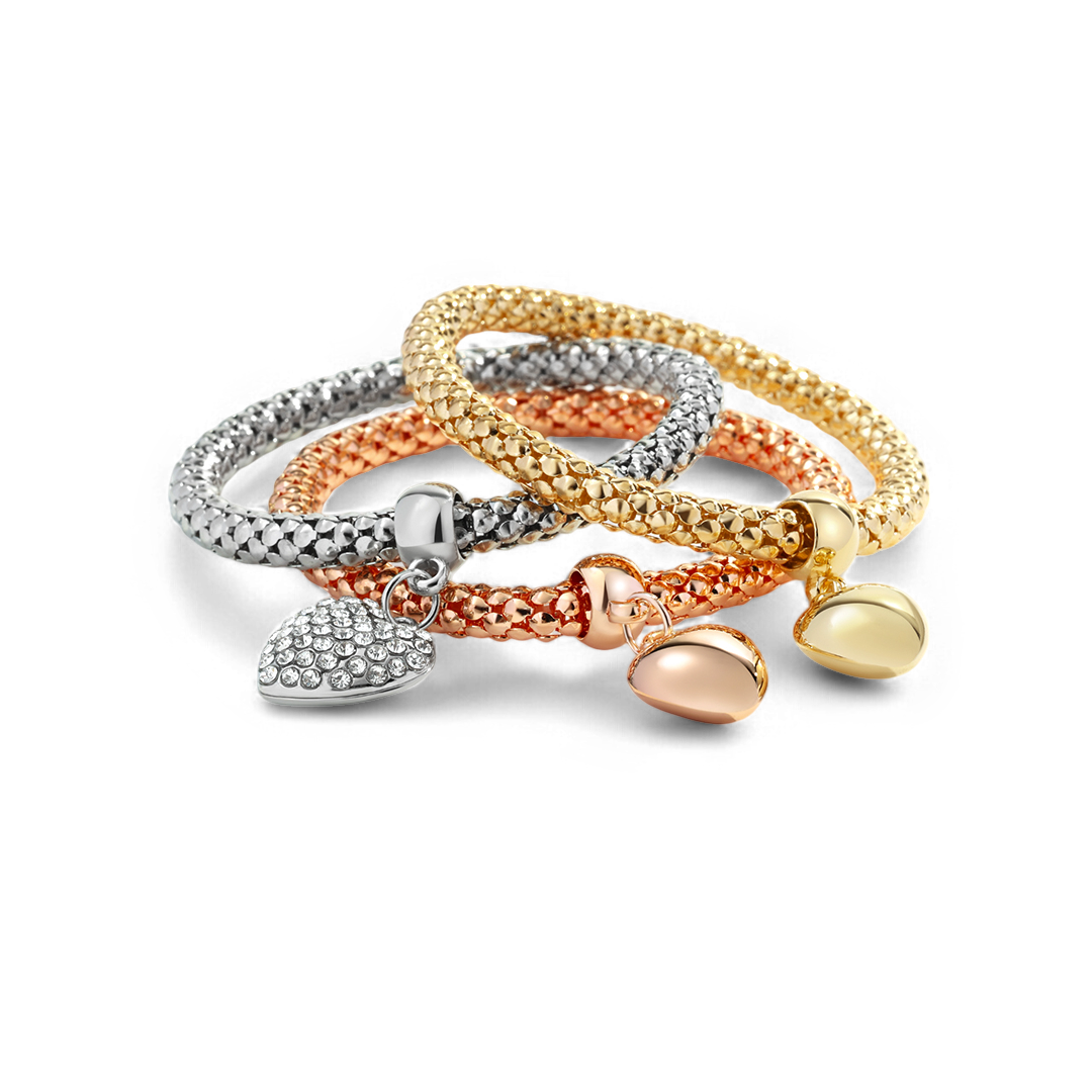 Solid Hearts Metal Bracelet in Rose Gold — Vanny Jewels