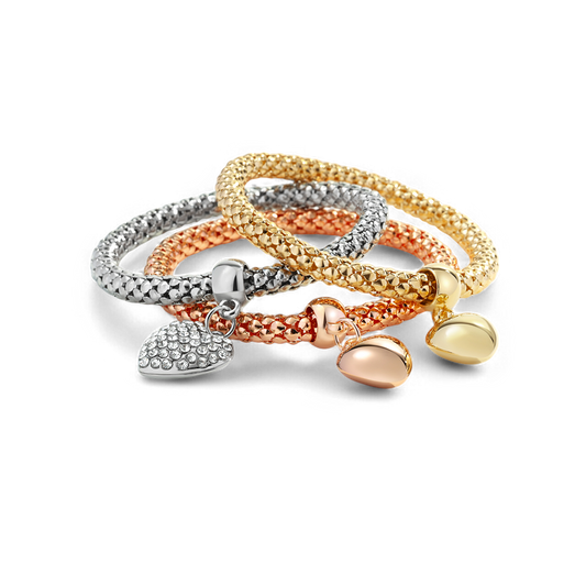 Solid Hearts Metal Bracelet in Rose Gold — Vanny Jewels