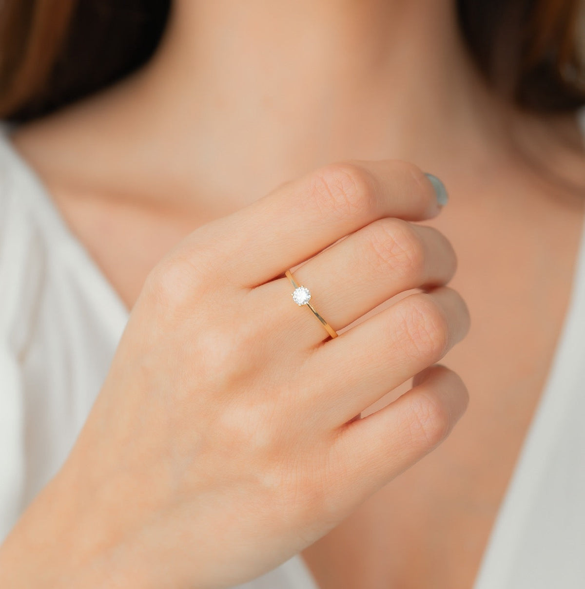 Solitaire Diamond Ring in 925 sterling silver