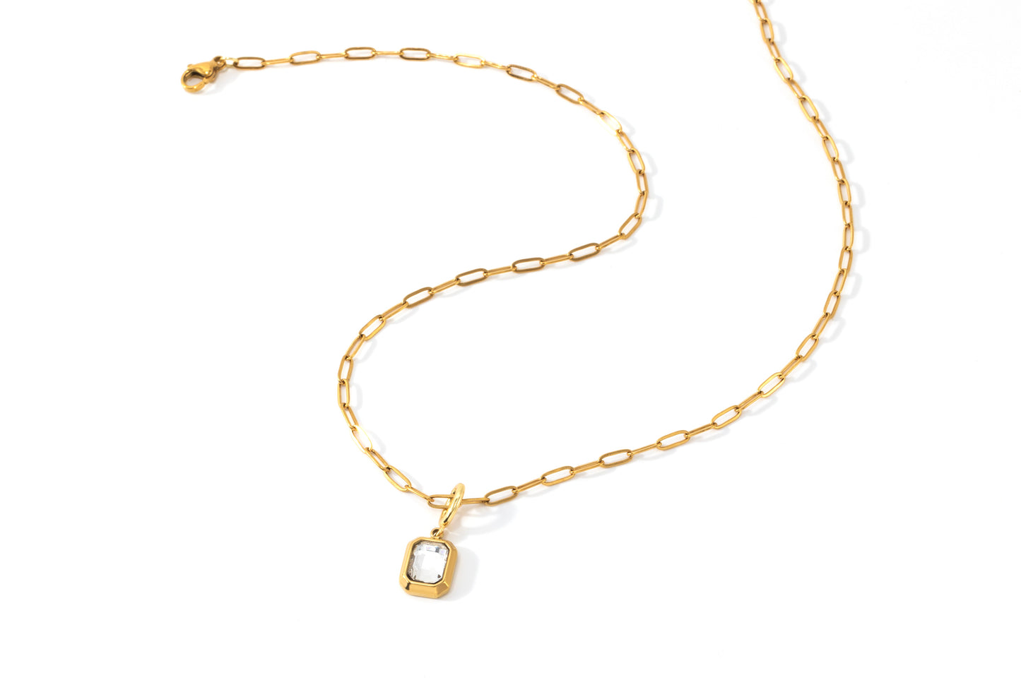 Sophia Baguette Necklace, flat lay detail