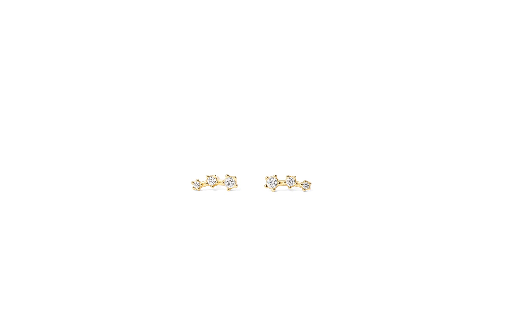 Sparkling Mini Climber Studs in gold tone
