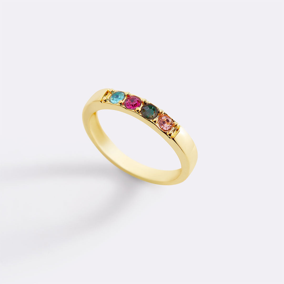 Stackable Birthstones Band Ring in gold tone