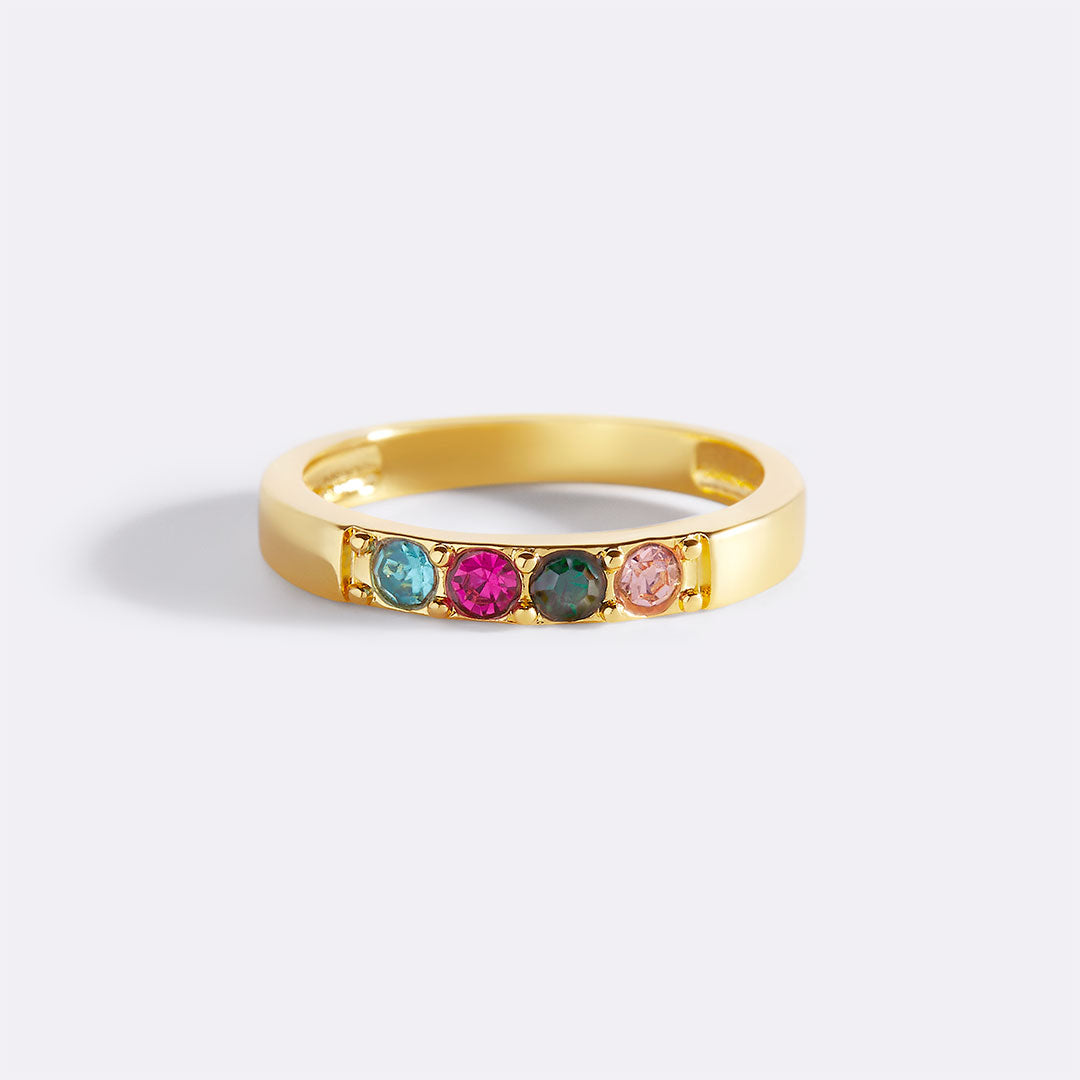 Stackable Birthstones Band Ring in gold tone