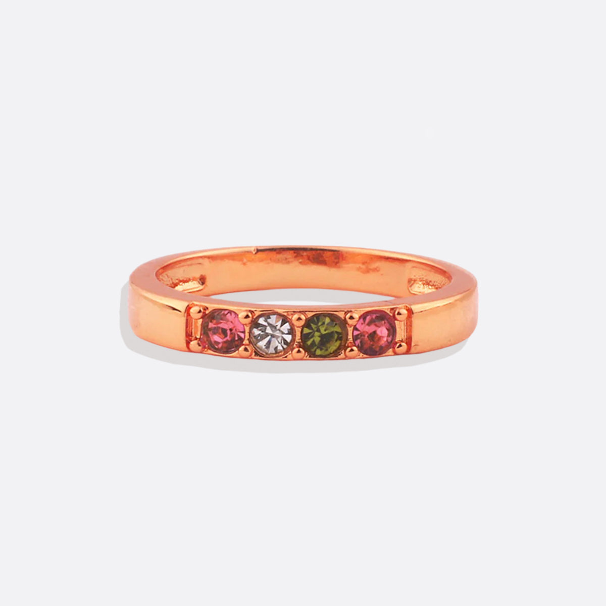 Stackable Birthstones Band Ring in rose gold tone