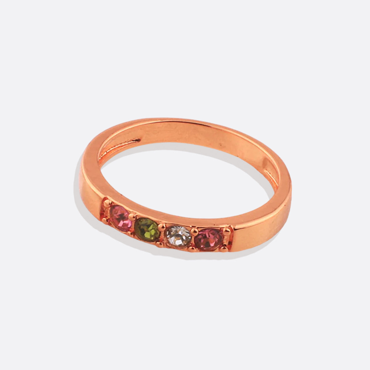 Stackable Birthstones Band Ring in rose gold tone