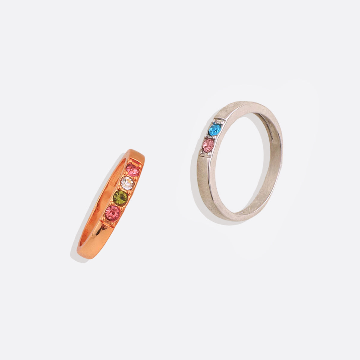 Stackable Birthstones Band Ring in rose gold tone