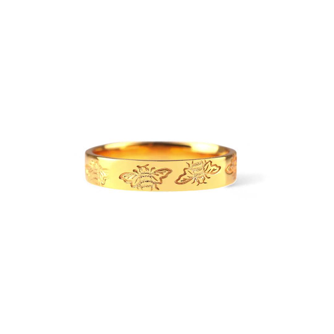 Stamped Honey Bee Band in 925 Sterling Silver — Vanny Jewels