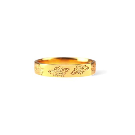 Stamped Honey Bee Band in 925 Sterling Silver — Vanny Jewels