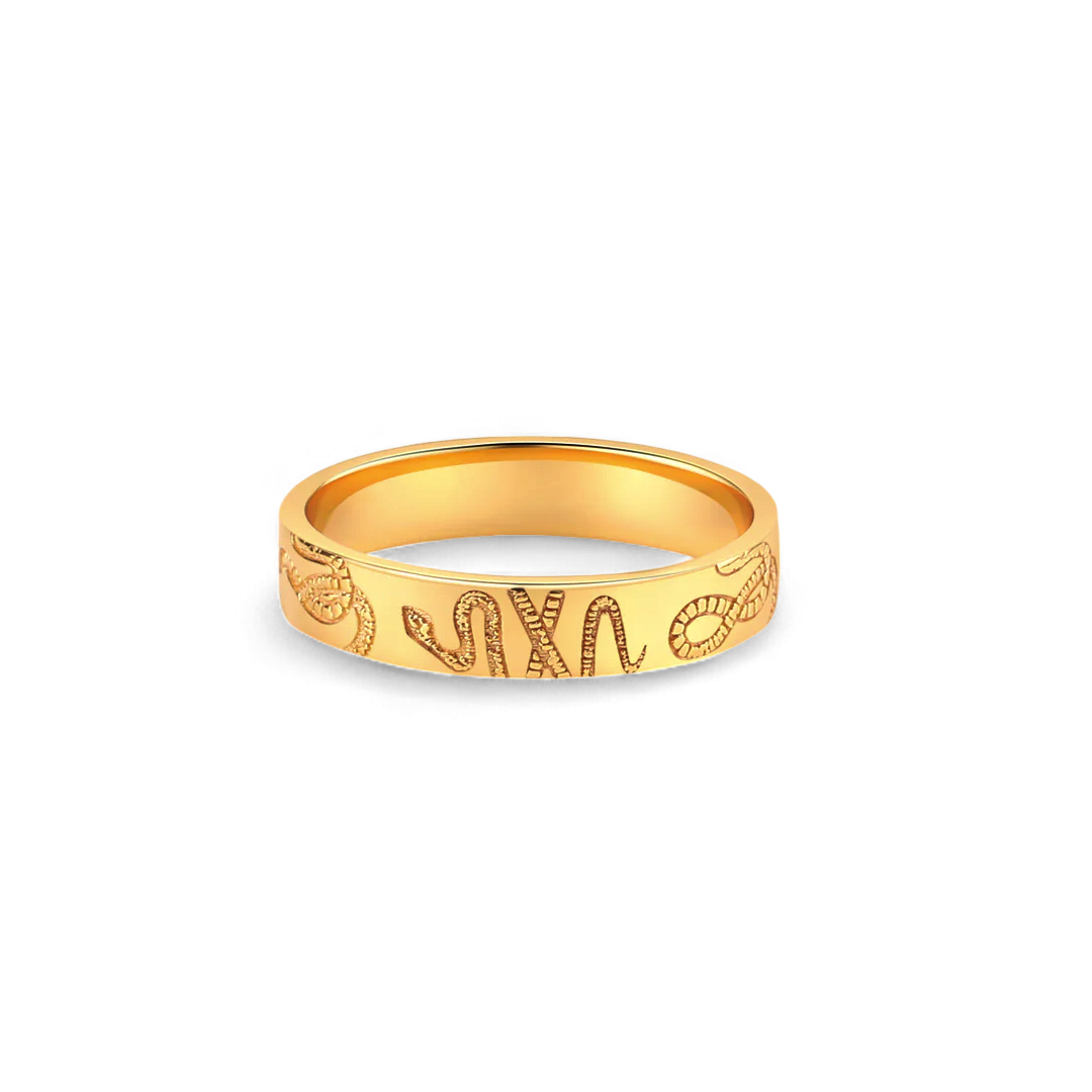 Stamped Snake Band in 18k Gold — Vanny Jewels