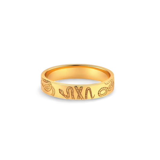 Stamped Snake Band in 18k Gold — Vanny Jewels