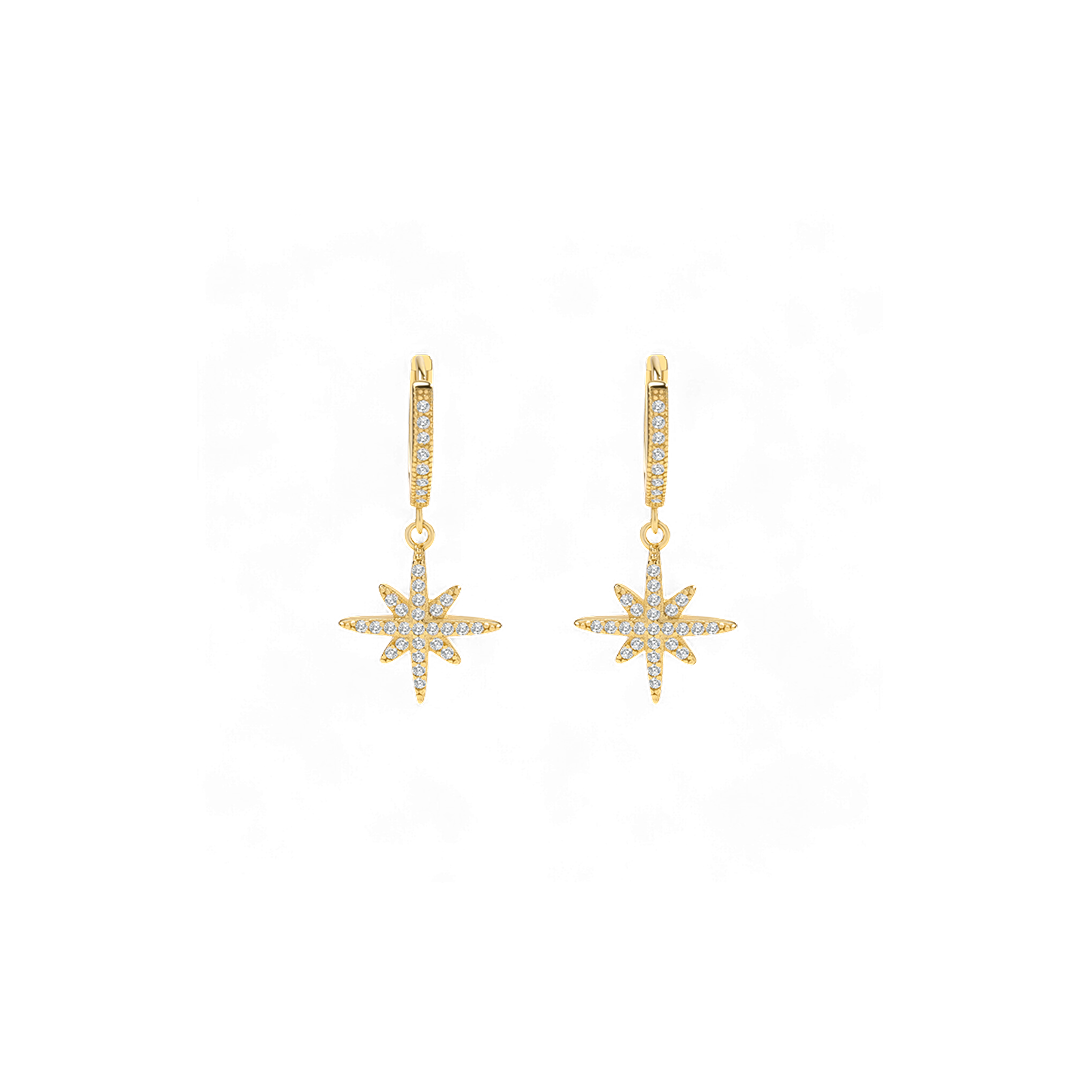 Starburst Drop Huggie Earrings in 925 Sterling Silver — Vanny Jewels