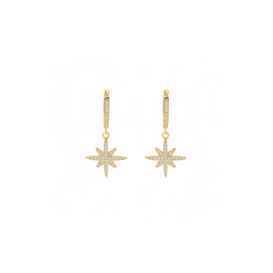 Starburst Drop Huggie Earrings in 925 Sterling Silver — Vanny Jewels