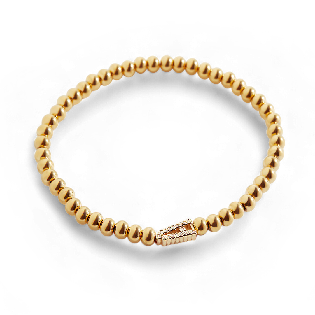 Stretch Diamond Initial Beaded Bracelet — Vanny Jewels