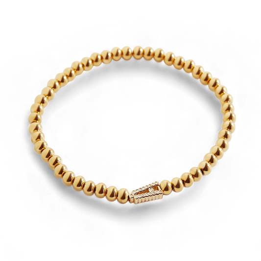 Stretch Diamond Initial Beaded Bracelet — Vanny Jewels