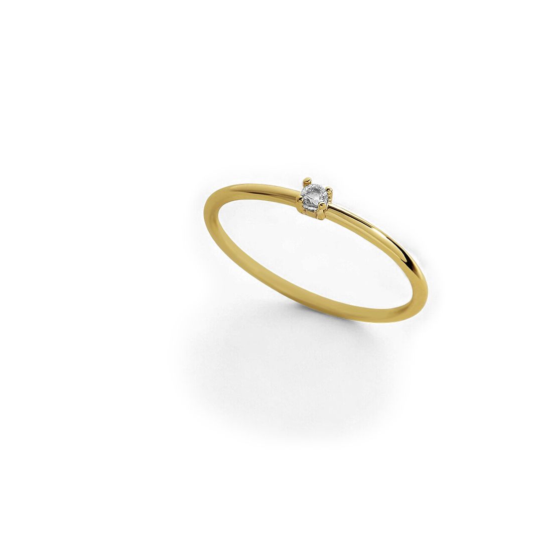 Super Dainty Birthstone Stacking Ring with April birthstone