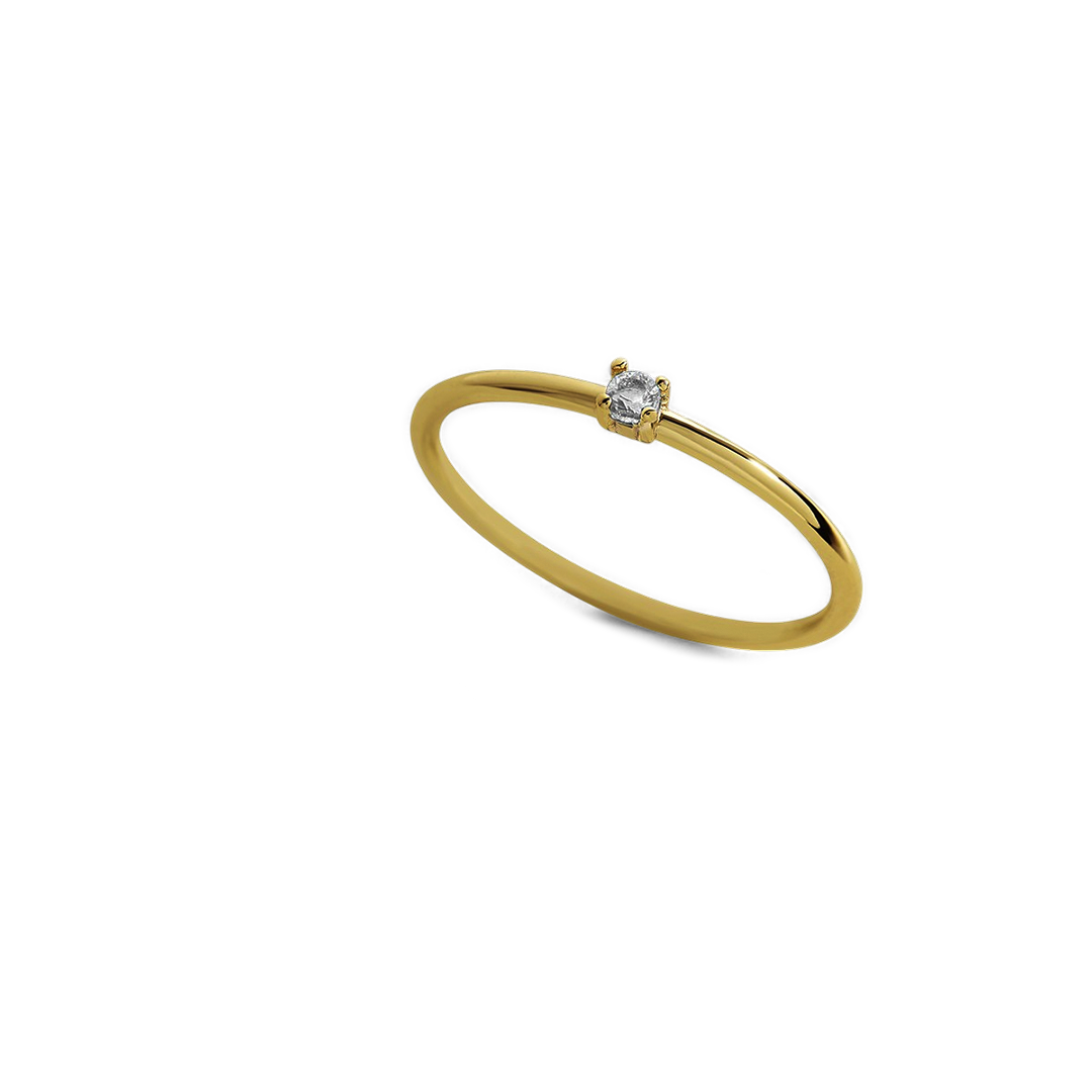 Super Dainty Birthstone Stacking Ring with April birthstone
