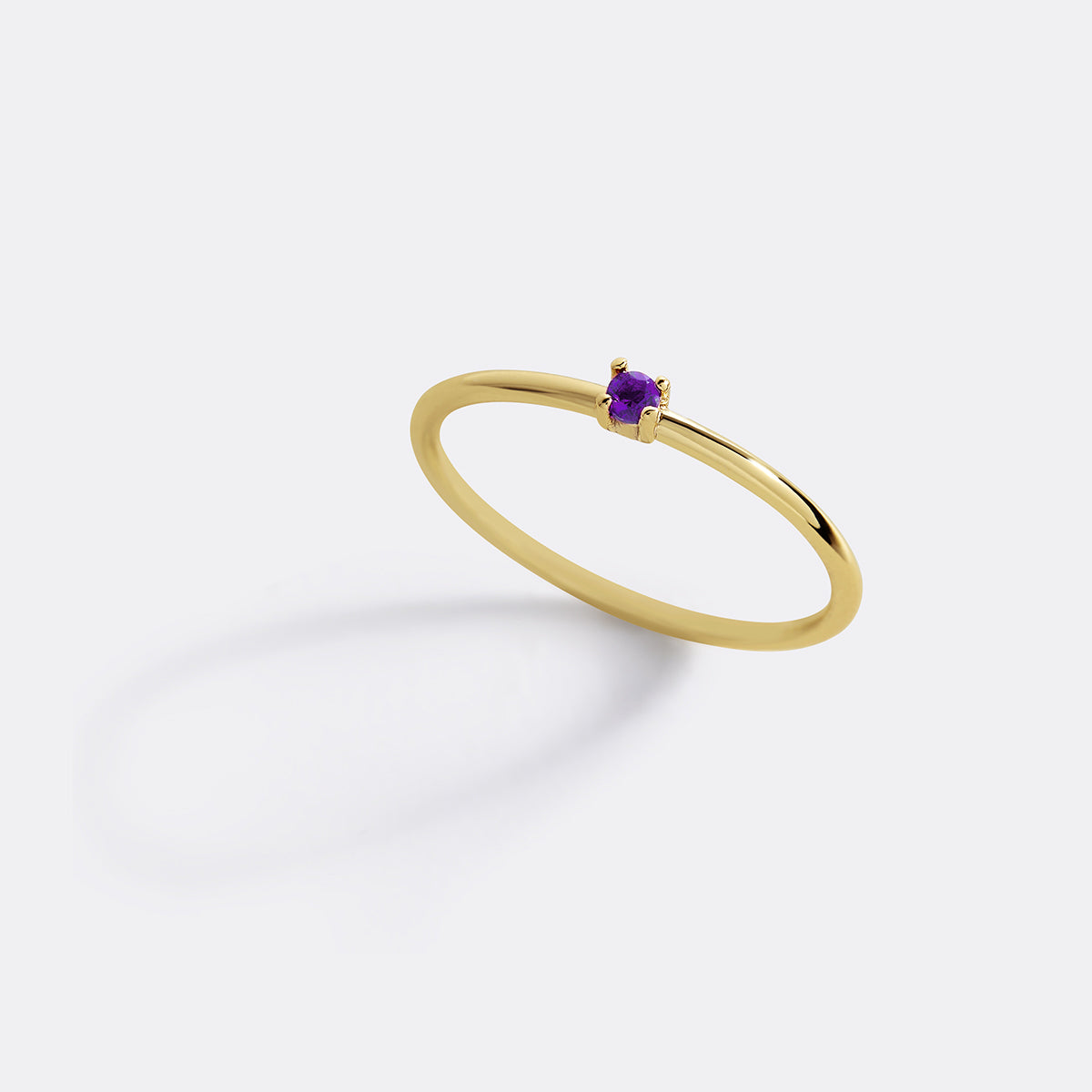 Super Dainty Birthstone Stacking Ring with February birthstone