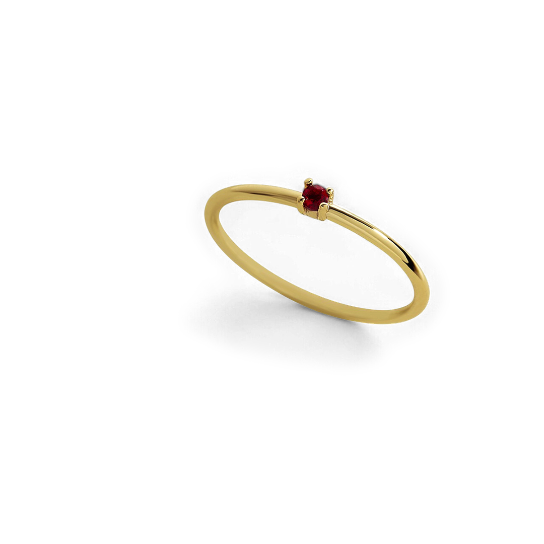 Super Dainty Birthstone Stacking Ring with January birthstone