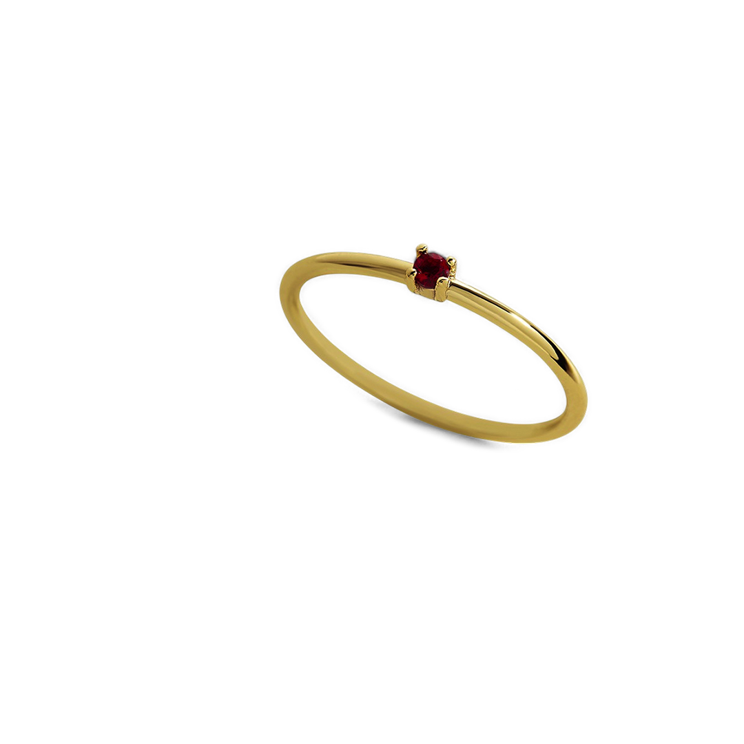 Super Dainty Birthstone Stacking Ring with January birthstone