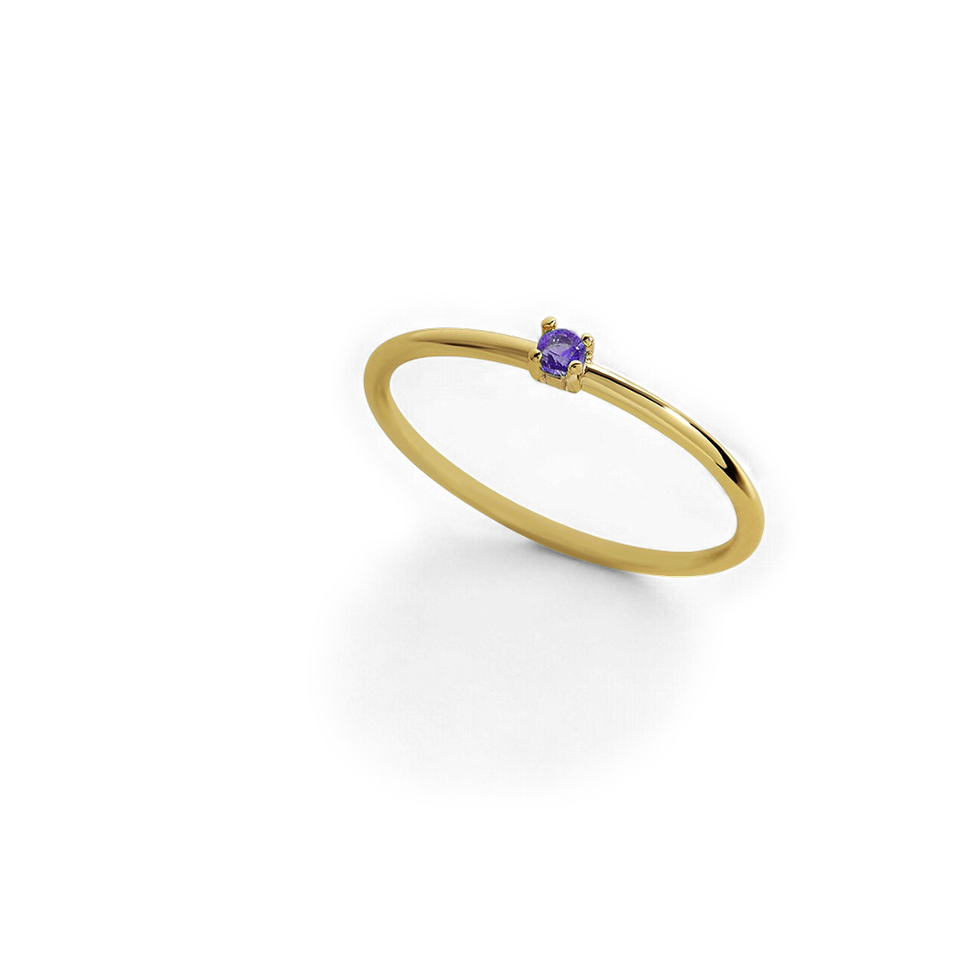 Super Dainty Birthstone Stacking Ring with June birthstone