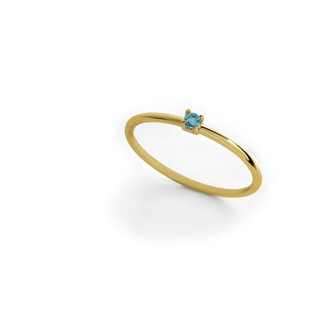 Super Dainty Birthstone Stacking Ring with March birthstone